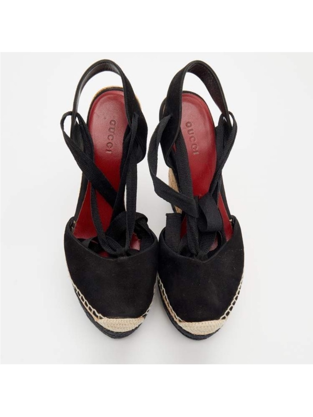 AUTHENTIC GUCCI BLACK SUEDE WEDGES - Picture 4 of 7